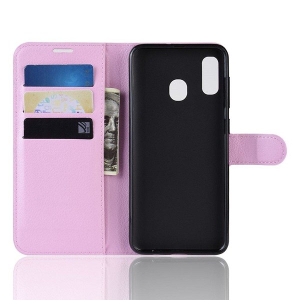 Samsung Galaxy A40 Litchi lædercover - pink Pink