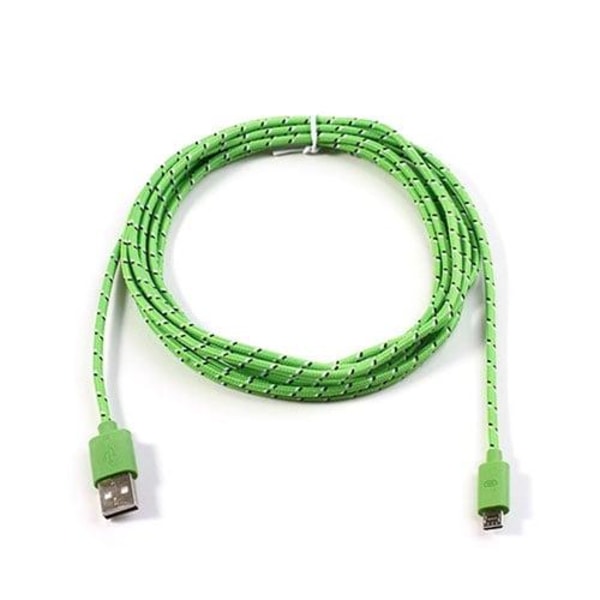 Universel 3m Micro USB Kabel til Android Smartphones - Grön Grön