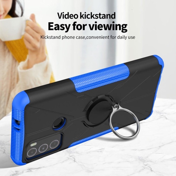 Kickstand-cover med magnetisk plade til Motorola Moto G60 - Blå Blue