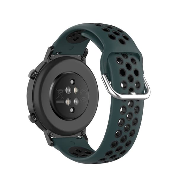 20mm Universal kaksivärinen silikoni ranneke - Tummanvihreä / Musta Green