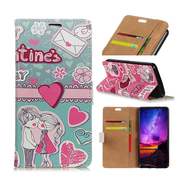 Sony Xperia 10 mønster læretui - Love Elements Pattern Multicolor