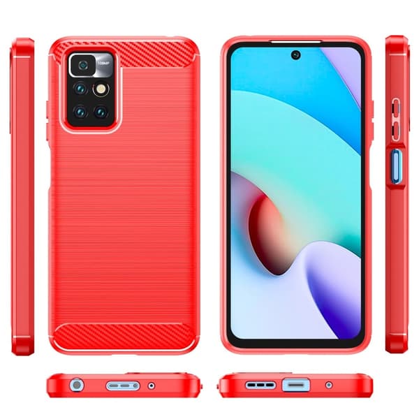 Carbon Flex Etui Xiaomi Redmi 10 Prime / Redmi 10 - Rød Red
