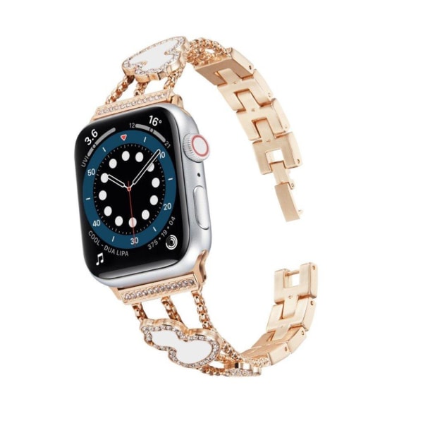 Apple Watch 40 mm urrem med rhinestone kalebasdekor - Rødguld / Hvid Pink