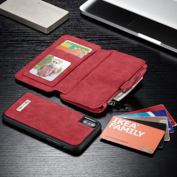 iPhone Xs Max CASEME 2in1 irrotettava lompakko mallinen suojakot Red