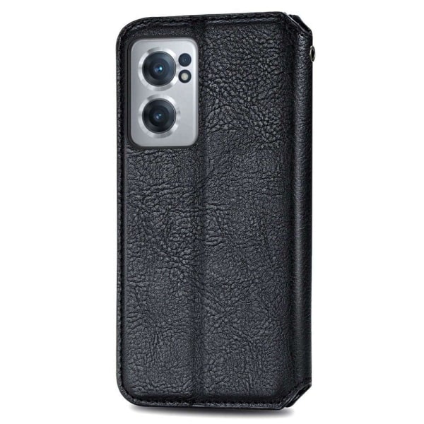 Nahkakotelo With A Stylish Rhombus Imprint For OnePlus Nord CE 2 5G - Musta Black