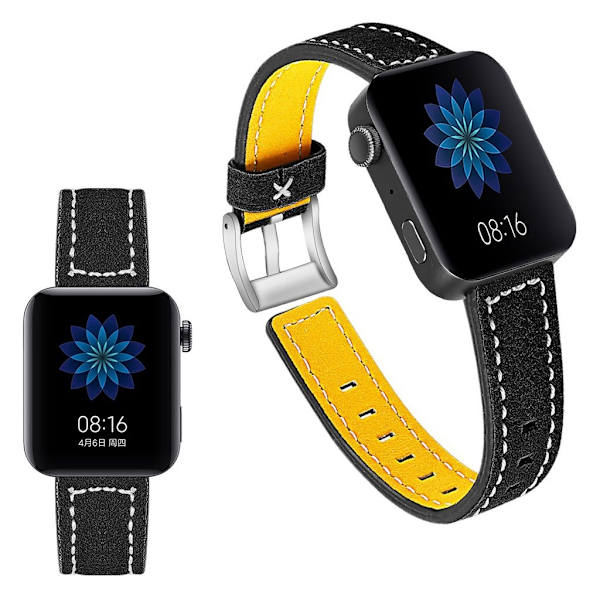 Xiaomi Mi Watch ægte læder Urrem - Sort Black