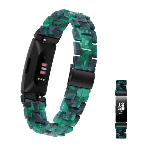 Fitbit Inspire 2 urrem med harpiksmønster - Sortgrønt Mix Green