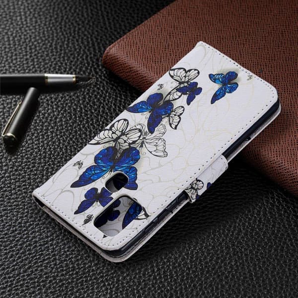 Wonderland Samsung Galaxy A21s Flip Etui - Blå Sommerfugle Blue