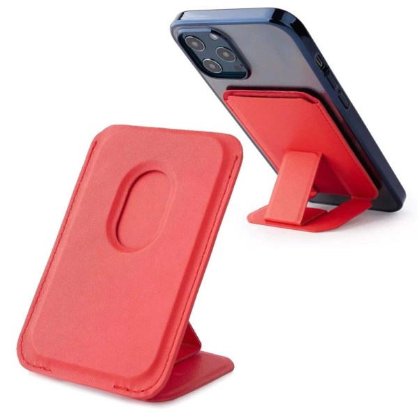Universal leather phone bracket with card slot - Red Röd