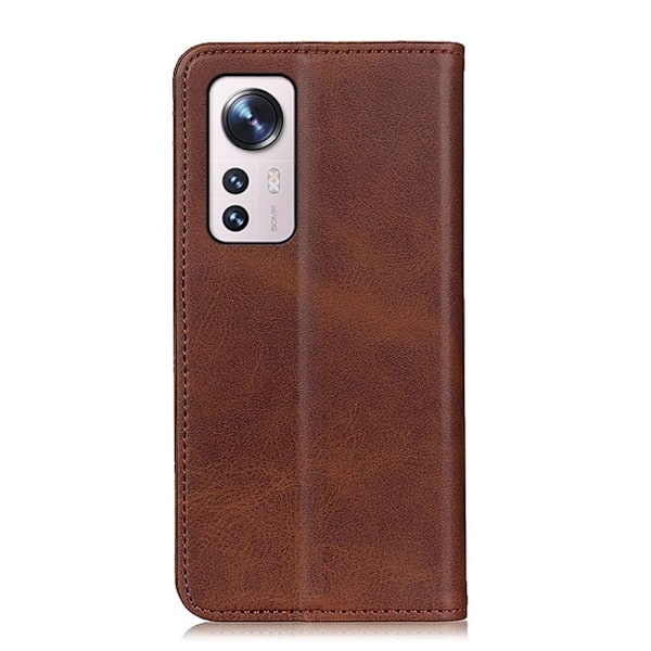 Xiaomi 12 Lite lompakkokotelo, aitoa nahkaa - Kahvi Brown