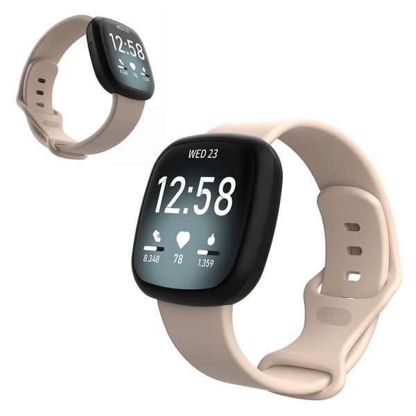 Fitbit Versa 3 / Sense silikoninen kellonauha - Vaaleanpunainen Koko: L Pink