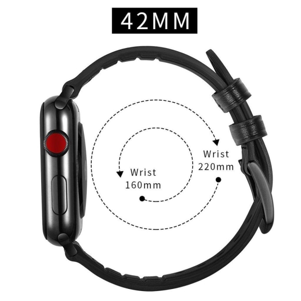 Apple Watch Series 5 44 mm klockarmband i äkta läder - Svart Svart