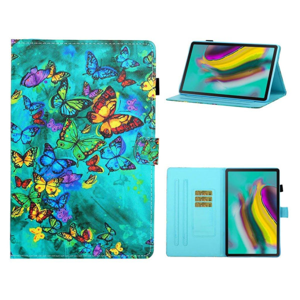 Samsung Galaxy Tab S5e cool mønster læder flip etui - Sommerfugl Multicolor