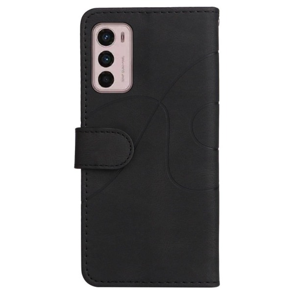 Texturerat läder Motorola Moto G42 fodral med handledsband - Svart Svart