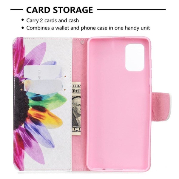 Wonderland Samsung Galaxy A71 flip kuoret - Värikäs Terälehti Multicolor