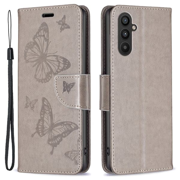 Butterfly Samsung Galaxy A24 4G Flippetui - Grå Silver grey
