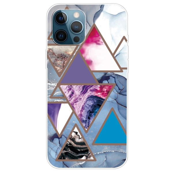 Marmordesign iPhone 14 Pro deksel - Trekantmønster I Marmor Multicolor