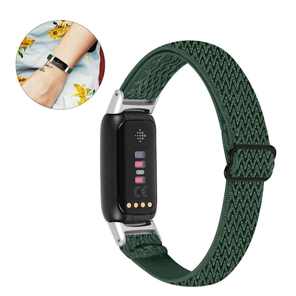Fitbit Luxe elastiskt klockarmband i nylon - Militärgrön Grön