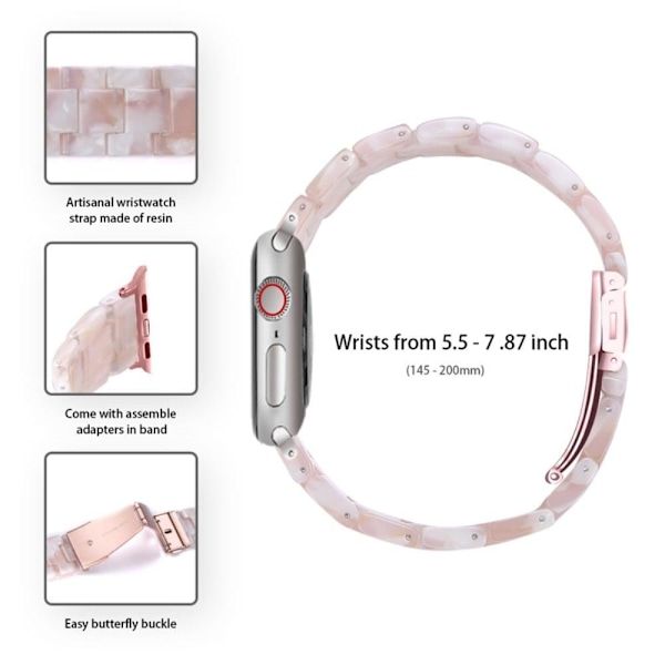 Klockarmband med 3 pärlor i resin och genomskinligt fodral för Apple Watch Series 3/2/1 42mm - Rosa Mix Rosa