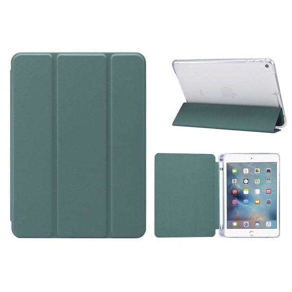 Skin Feeling Tri-fold Stand Leather Flexible Protection Cover wi Green