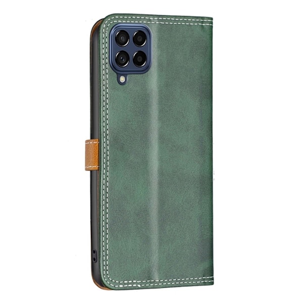 BINFEN tvåfärgat läder Samsung Galaxy M53 5G fodral - Grön Grön