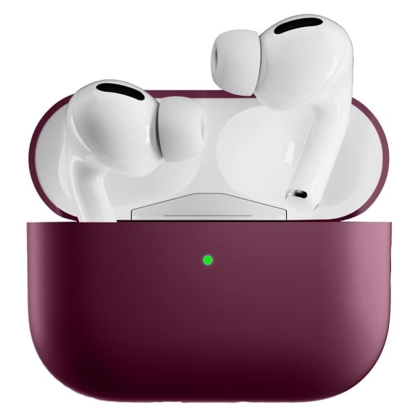 AirPods Pro 2 silikonfodral i gångjärnsfri stil - Vinröd Röd