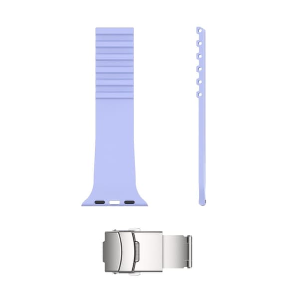 Apple Watch (41mm) randigt silikonarmband med vikbart spänne - Lila Lila