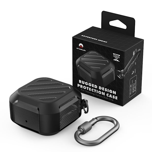 Samsung Galaxy Buds2 / Pro / Live cover med karabinhage - Sort Black