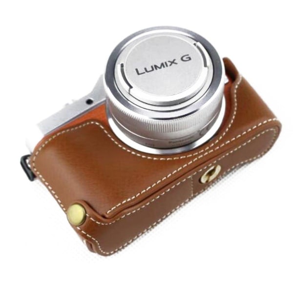 Panasonic Lumix DC-GF10 halvt kamera beskyttelsesetui i læder - Brun Brown