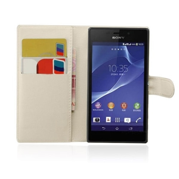 Jensen Sony Xperia M2 Aqua Läder Flip Fodral - Vit Vit