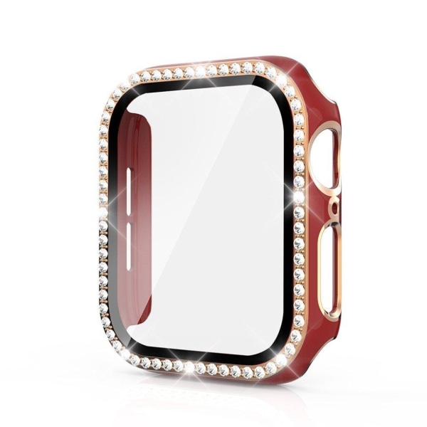 Apple Watch 40mm bi-color rhinestone cover + hærdet glas - Rød / Guld Red