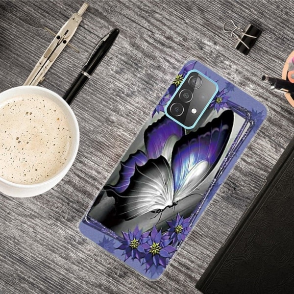 Deco Samsung Galaxy A73 Etui - Lilla Sommerfugl Purple