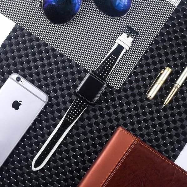 Apple Watch Series 4 40 mm klockarmband i koskinn - Vit / Svart multifärg