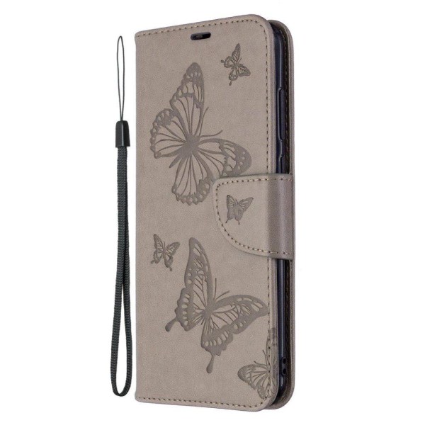 Butterfly läder Samsung Galaxy A11 / Samsung Galaxy M11 fodral - Silver/Grå Silvergrå