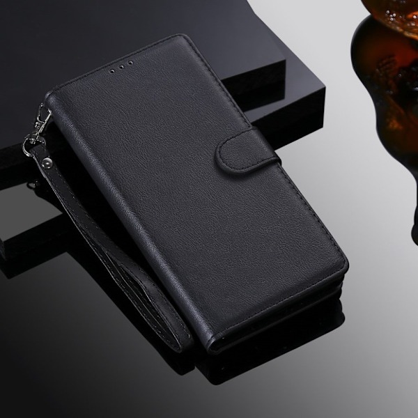 Samsung Galaxy S10e  plånboksfodral i läder med löstagbar rem - svart Svart