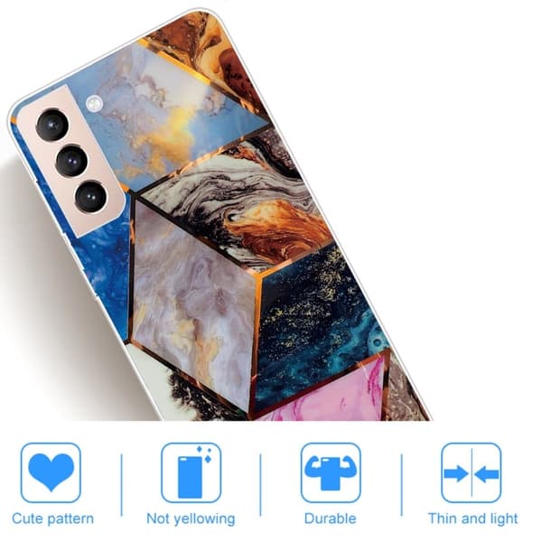 Marble Samsung Galaxy S22 Plus Etui - Vibrant Klinkekule Diamant Multicolor