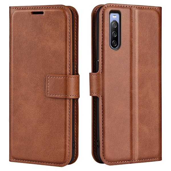 Sony Xperia 10 IV nahkainen lompakokkotelo - Vaalean Ruskea Brown