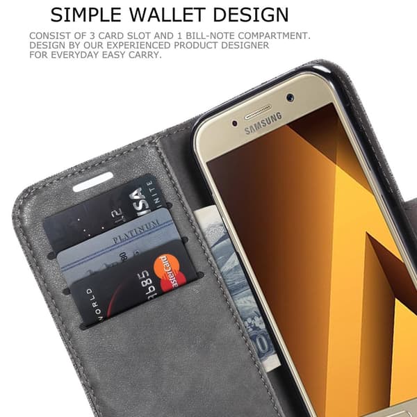 MUXMA til Samsung Galaxy A5 (2017) SM-A520 Læder Canvas Splicing Stand Mobiltelefonhylster - Grå Silver grey