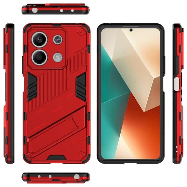 Støtsikkert hybriddeksel med et moderne preg for Xiaomi Redmi Note 13 5G  - Rød Red