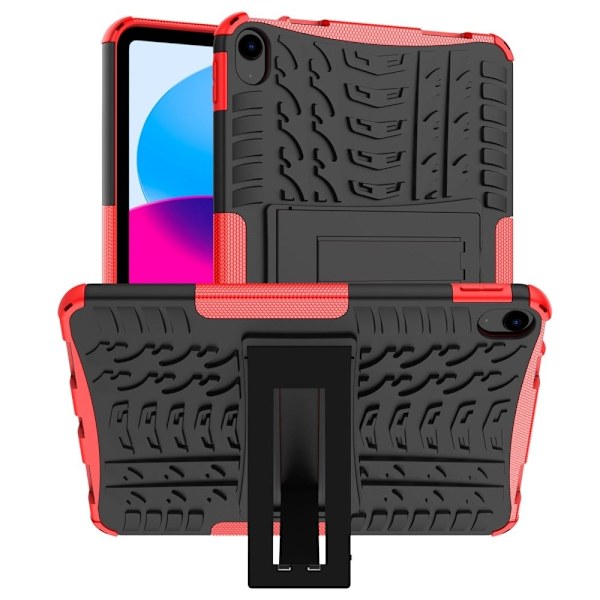 Däckmönstrat kickstand-fodral för iPad 10.9 (2022) - Röd Röd