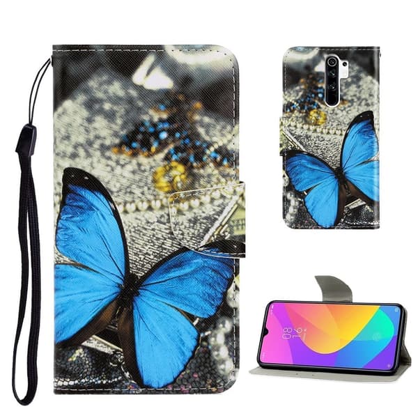 Wonderland Xiaomi Redmi 9 Flippetui - Blå Sommerfugl Multicolor