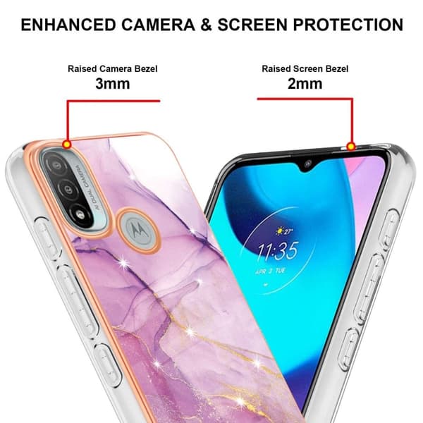 Marble Motorola Moto E30 / E20 / E40 Suojakotelo - Pinkki Marble Haze Pink