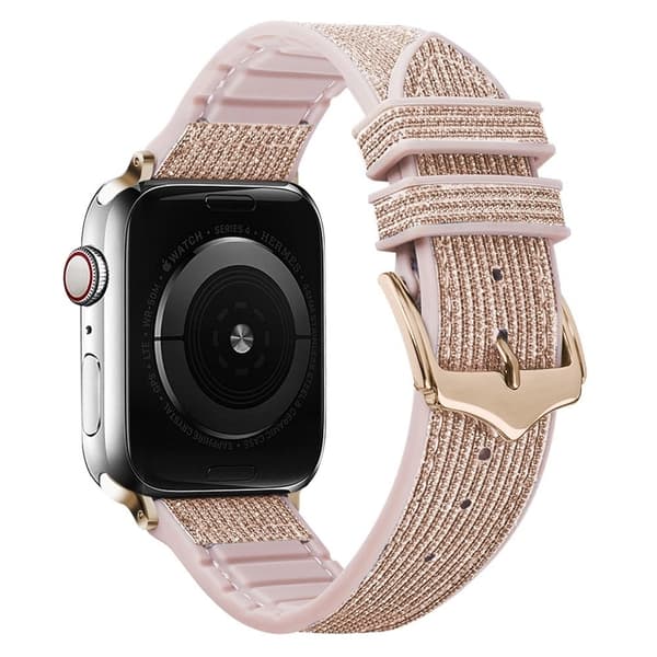 Apple Watch (45 mm) blank, glitrende klokkerem i silikon - Rosa Pink