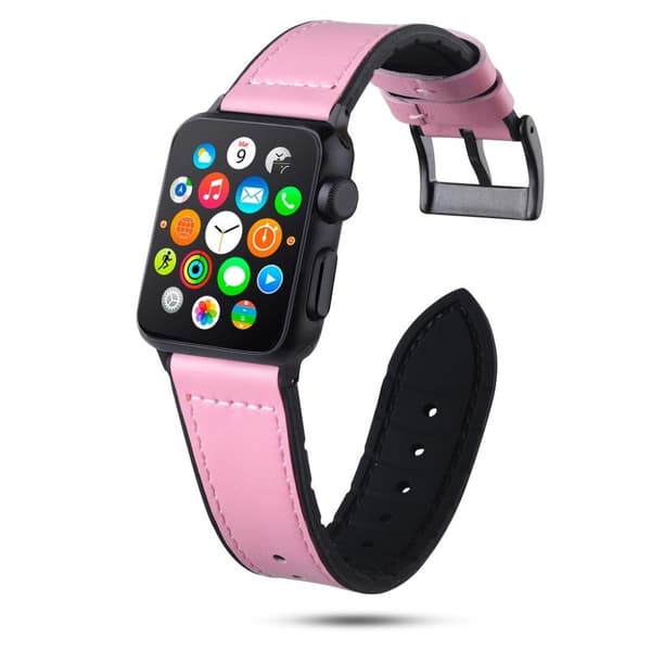 Apple Watch Series 4 44mm ægte læder Urrem - Lyserød Pink