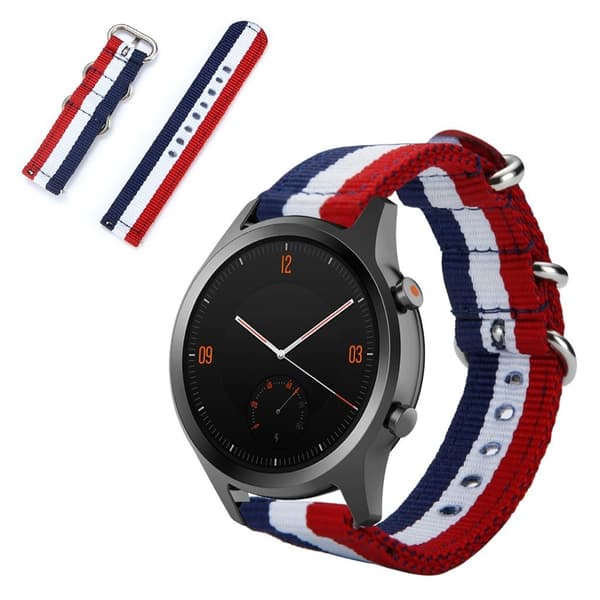Nylon ranneke TicWatch C2 kellolle - Sininen / Valkoinen / Punainen Multicolor