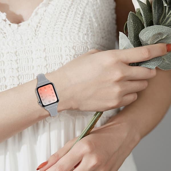 Apple Watch 40 mm trefarget, ekte klokkerem - Kaffe / Grå Silver grey