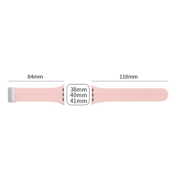 Apple Watch Series 8 (41mm) flot streg på silikoneurrem - Lyserø Pink