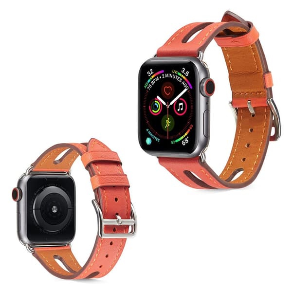 Apple Watch Series 5 40mm læder Læder Urrem - Orange Orange