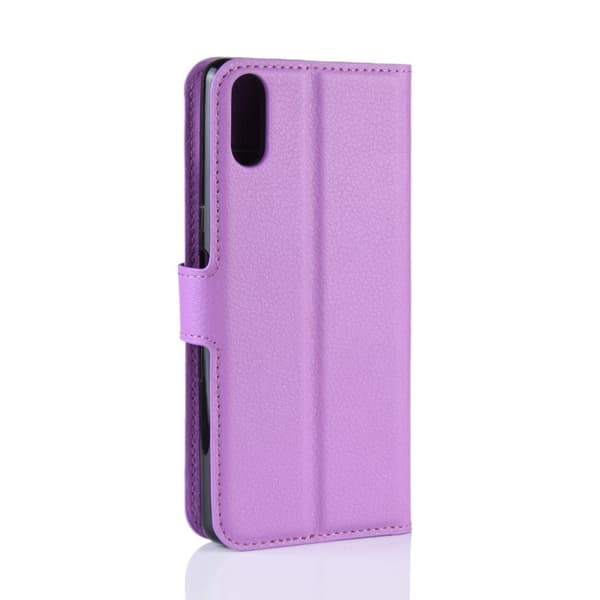 Sony Xperia L3 Litchi Læretui - Lilla Purple