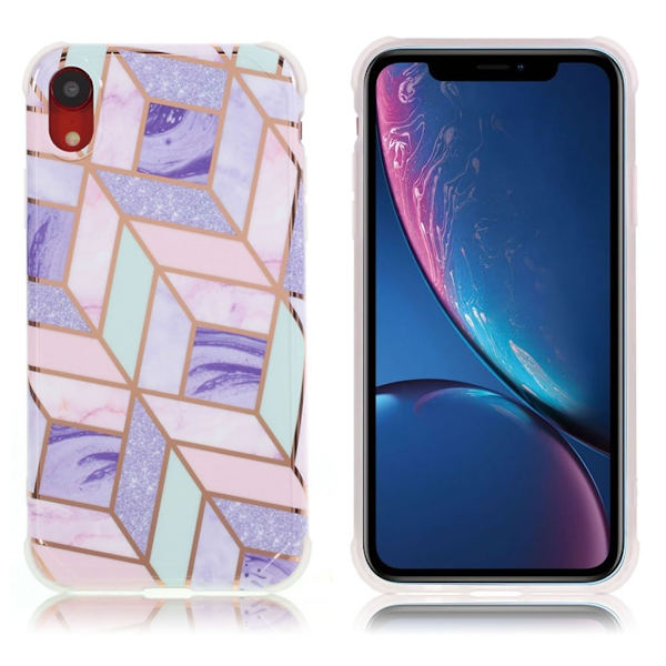Marble iPhone Xr Etui - Rosa / Grønn / Lilla Multicolor